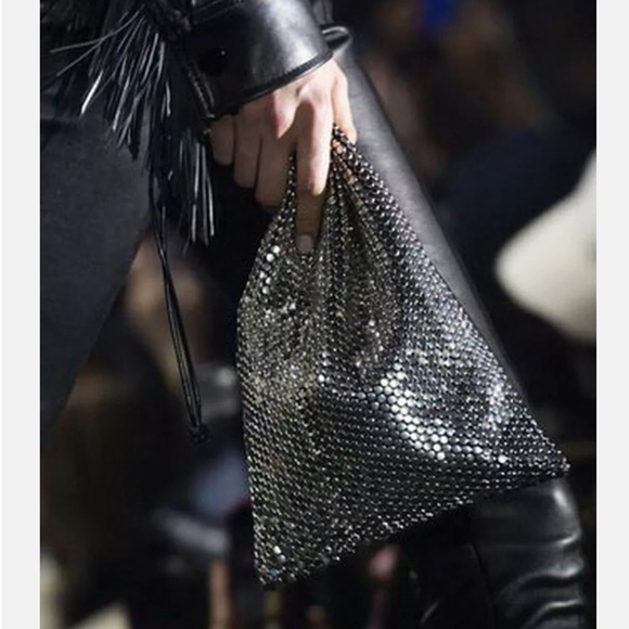 Alexander Wang Runway Ryan Dust W/Flat Silvertone Studs Black Leather Clutch - Picture 6 of 12